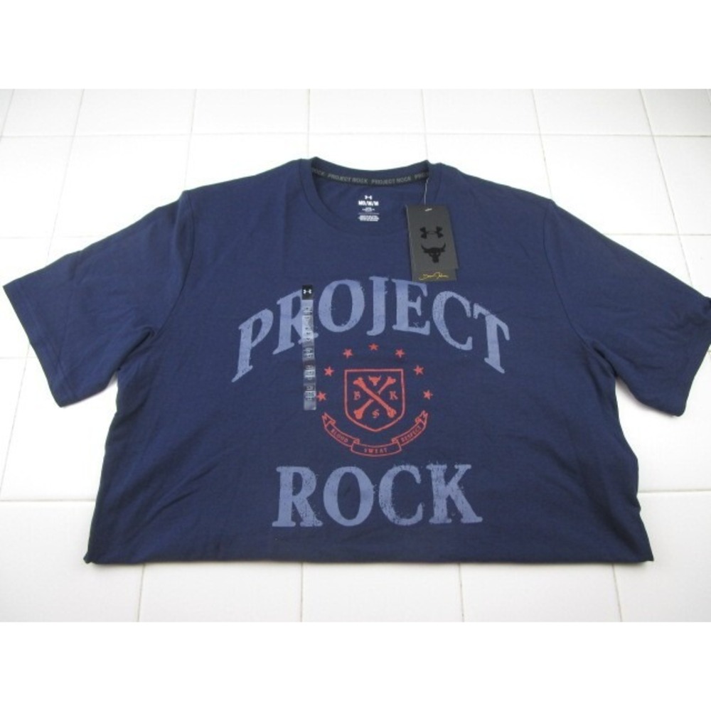 Under Armour Men's Medium Project Rock BSR Blood Sweat Respect Blue Workout Tee